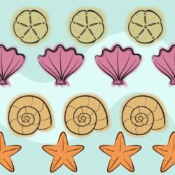 beach shells seastars pattern tile