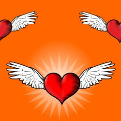 hearts pattern orange red background