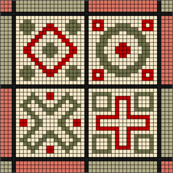 green red embroidery pattern background